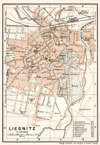 Legnica (Liegnitz) city map, 1911