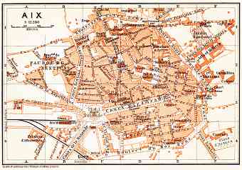 Aix (Bouches-du-Rhône) city map, 1900