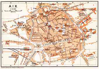 Aix (Bouches-du-Rhône) city map, 1900