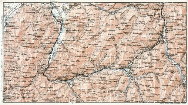 Sarine and Simme Valleys map, 1909. Use the zooming tool to explore in higher level of detail. Obtain as a quality print or high resolution image