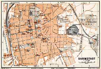 Darmstadt city map, 1905