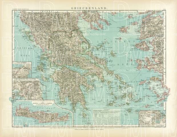 Greece Map, 1905. Use the zooming tool to explore in higher level of detail. Obtain as a quality print or high resolution image
