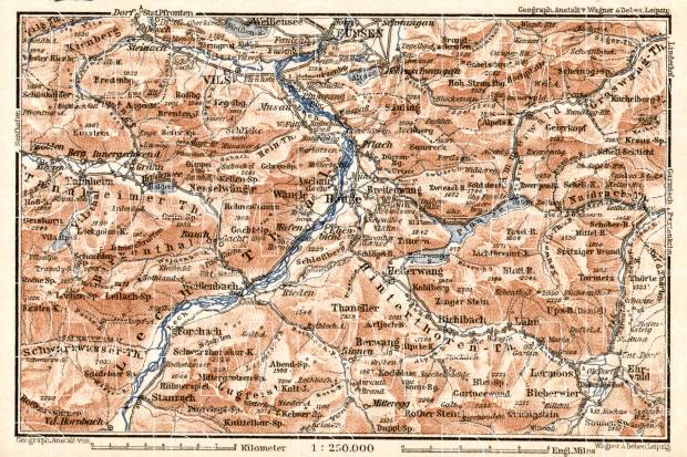Füssen and environs map, 1906. Use the zooming tool to explore in higher level of detail. Obtain as a quality print or high resolution image