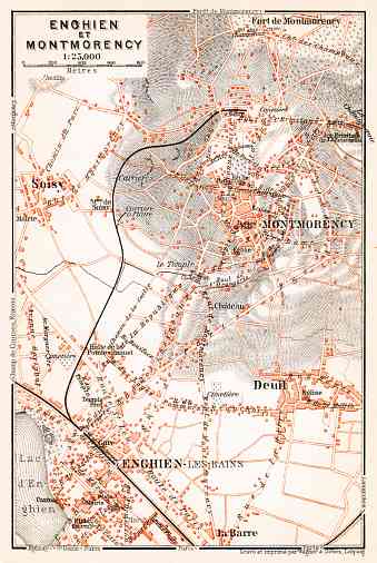 Enghien-les-Bains and Montmorency map, 1910