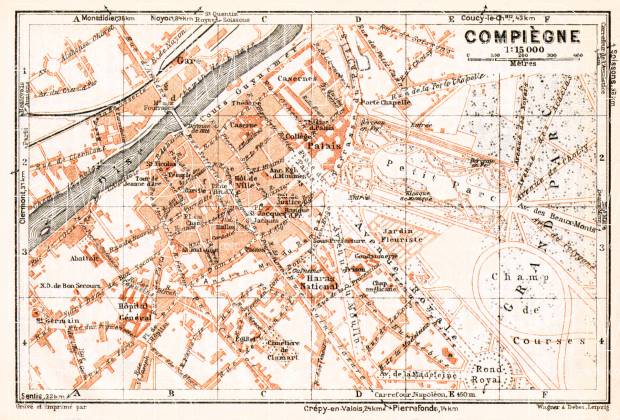 Compiègne city map, 1931. Use the zooming tool to explore in higher level of detail. Obtain as a quality print or high resolution image