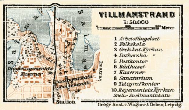 Willmanstrand (Вильманстрандъ, now Lappeenranta) town plan, 1914. Use the zooming tool to explore in higher level of detail. Obtain as a quality print or high resolution image