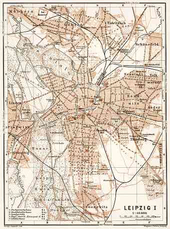 Leipzig city map, 1911