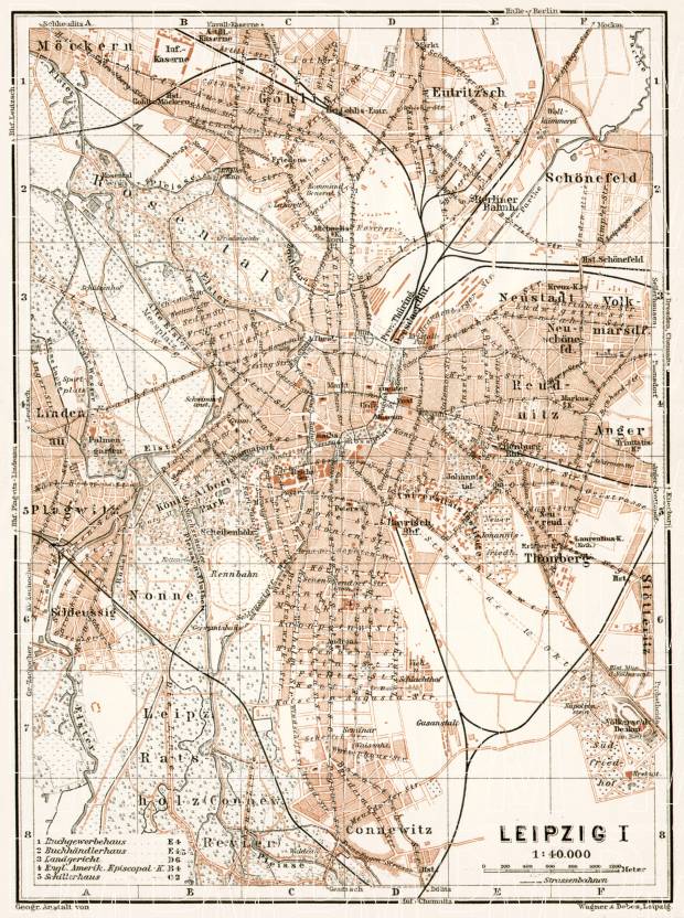 Leipzig city map, 1911. Use the zooming tool to explore in higher level of detail. Obtain as a quality print or high resolution image