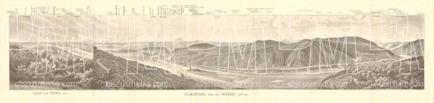 Panoramic View of Rossel at Rüdesheim am Rhein, 1927. Use the zooming tool to explore in higher level of detail. Obtain as a quality print or high resolution image