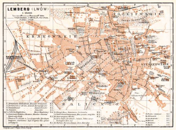 Lemberg (Львiв, L´viv) city map, 1913. Use the zooming tool to explore in higher level of detail. Obtain as a quality print or high resolution image