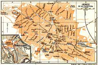 Jerez de la Frontera city map, 1929