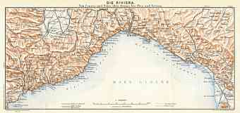 French Riviera and Italian Riviera map, 1929