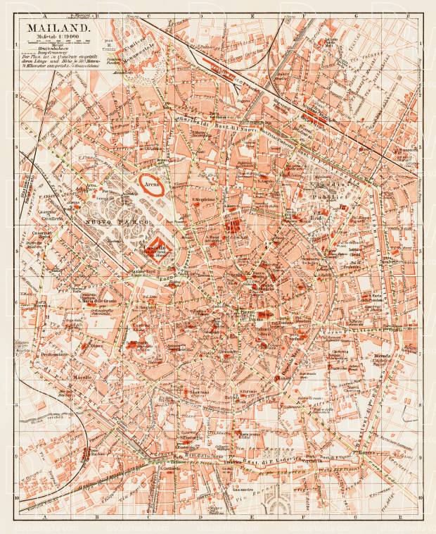 Milan (Milano) city map, 1903. Use the zooming tool to explore in higher level of detail. Obtain as a quality print or high resolution image