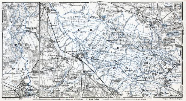 Spreewald map, 1911. Use the zooming tool to explore in higher level of detail. Obtain as a quality print or high resolution image