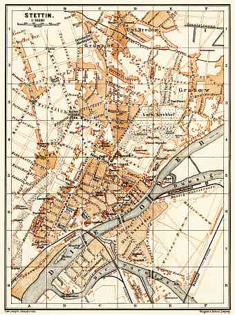 Stettin (Szczecin) city map, 1887