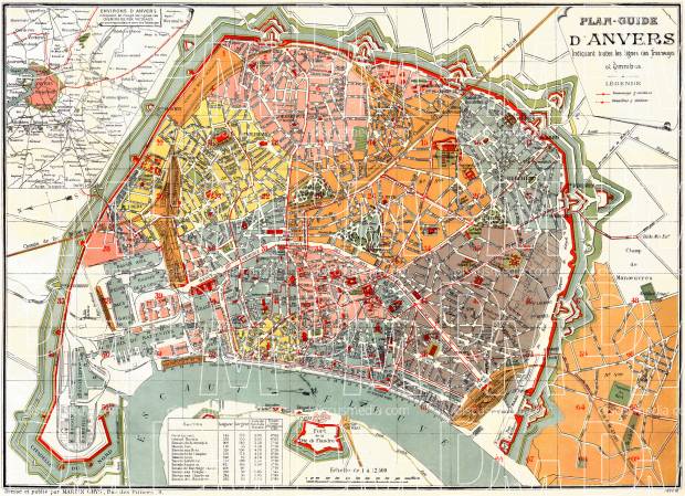 Antwerp (Antwerpen, Anvers) city map, 1898. Use the zooming tool to explore in higher level of detail. Obtain as a quality print or high resolution image
