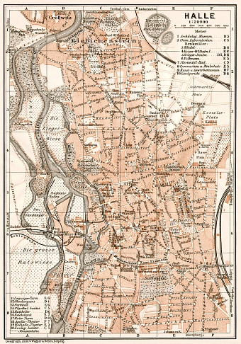 Halle (Saale) city map, 1911