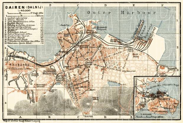 Dairen (大連, Dalian) city map, 1914. Use the zooming tool to explore in higher level of detail. Obtain as a quality print or high resolution image