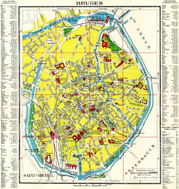 Brügge (Bruges) city map, 1909. Use the zooming tool to explore in higher level of detail. Obtain as a quality print or high resolution image