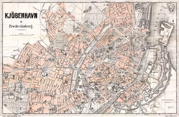 Copenhagen (Kjöbenhavn, København) city map, 1913. Use the zooming tool to explore in higher level of detail. Obtain as a quality print or high resolution image