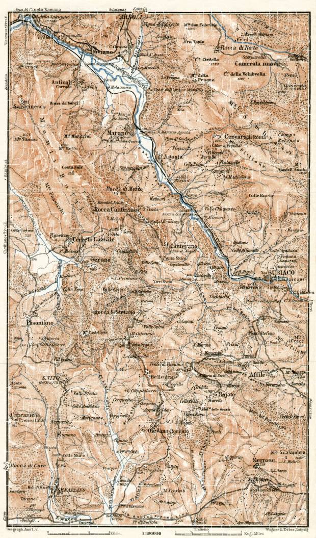 Sabine hills with Roviano map, 1909. Use the zooming tool to explore in higher level of detail. Obtain as a quality print or high resolution image