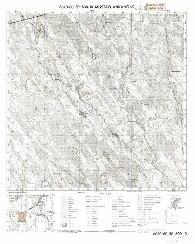 Kovero. Mustaojankangas. Topografikartta 521108. Topographic map from 1940. Use the zooming tool to explore in higher level of detail. Obtain as a quality print or high resolution image