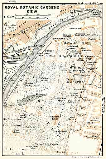 Royal Botanic Gardens Kew map, 1909