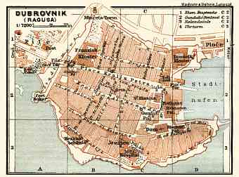 Ragusa (Dubrovnik) city map, 1929