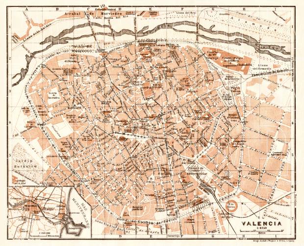 Valencia city map, 1913. Use the zooming tool to explore in higher level of detail. Obtain as a quality print or high resolution image