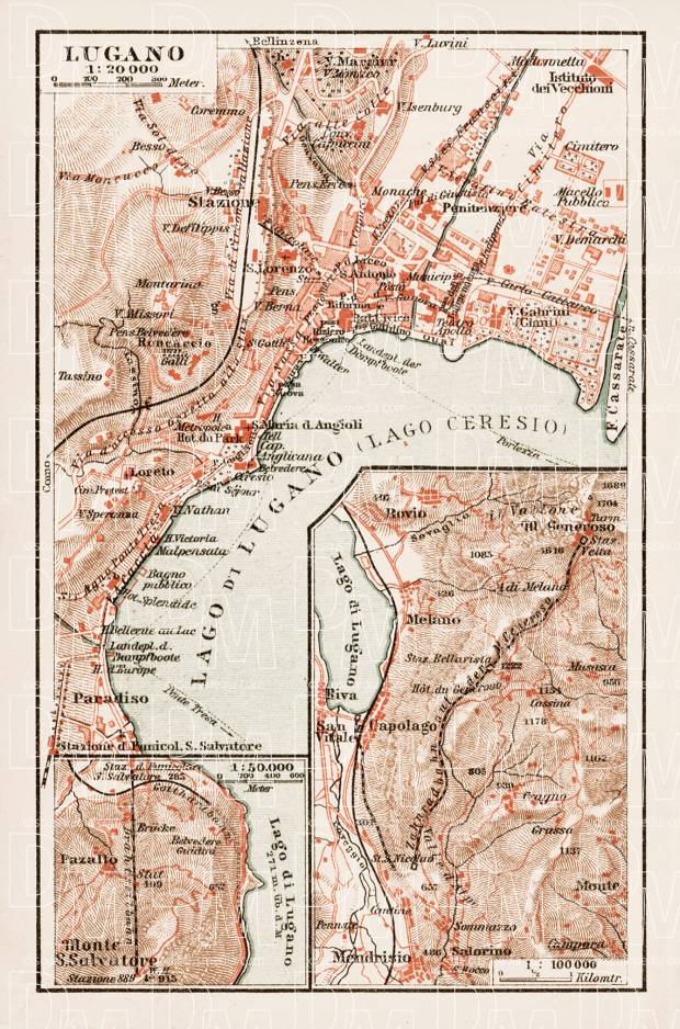 Lugano city map, 1903. Use the zooming tool to explore in higher level of detail. Obtain as a quality print or high resolution image