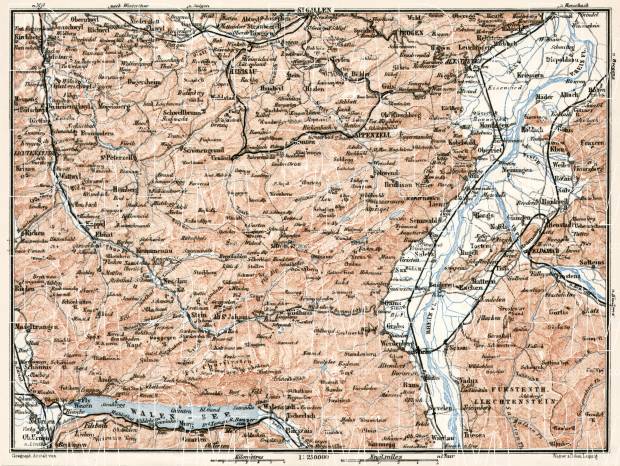 Map of Canton of Appenzell, 1909. Use the zooming tool to explore in higher level of detail. Obtain as a quality print or high resolution image