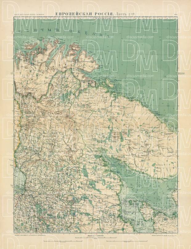 European Russia Map, Plate 2: Kola Peninsula. 1910. Use the zooming tool to explore in higher level of detail. Obtain as a quality print or high resolution image