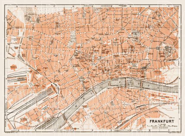 Frankfurt (Frankfurt-am-Main) city map, 1909. Use the zooming tool to explore in higher level of detail. Obtain as a quality print or high resolution image