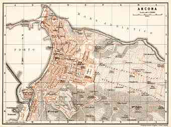 Ancona city map, 1909