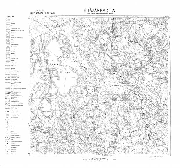 Kaalamo. Pitäjänkartta 423107. Parish map from 1932. Use the zooming tool to explore in higher level of detail. Obtain as a quality print or high resolution image