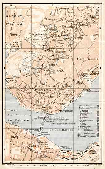 Constantionople (قسطنطينيه, İstanbul, Istanbul), central part map, 1905