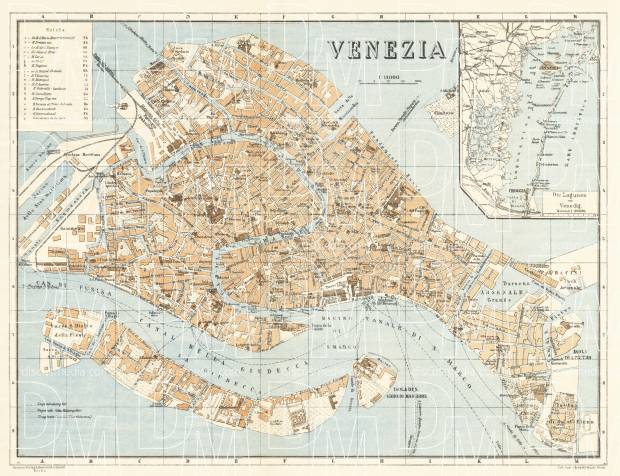 Venice city map, 1929. Use the zooming tool to explore in higher level of detail. Obtain as a quality print or high resolution image