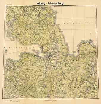 Wiborg - Schlüsselburg, topographic map. Farther Environs of Petrograd (St. Petersburg), 1918