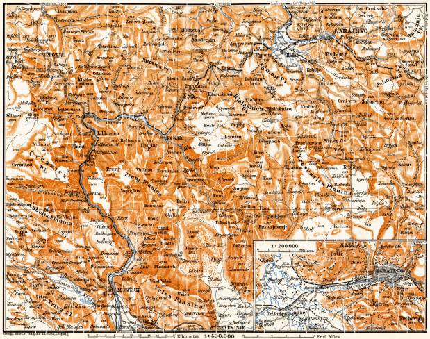 Bosnian Highlands from Sarajevo to Mostar. Environs of Sarajevo, 1911. Use the zooming tool to explore in higher level of detail. Obtain as a quality print or high resolution image