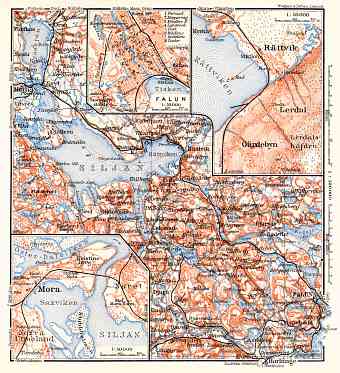Mora, Falun, Rättvik and environs map, 1911
