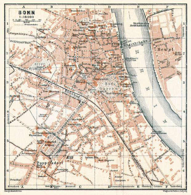 Bonn city map, 1906. Use the zooming tool to explore in higher level of detail. Obtain as a quality print or high resolution image