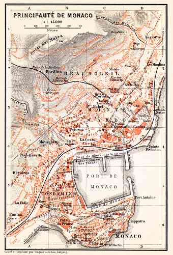 Monaco city map, 1913