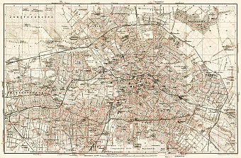 Berlin, city map with tramway and S-Bahn networks, 1911