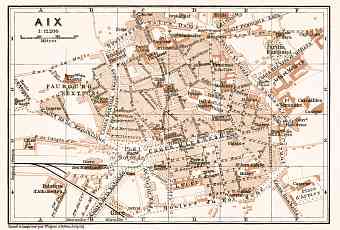 Aix (Bouches-du-Rhône) city map, 1902