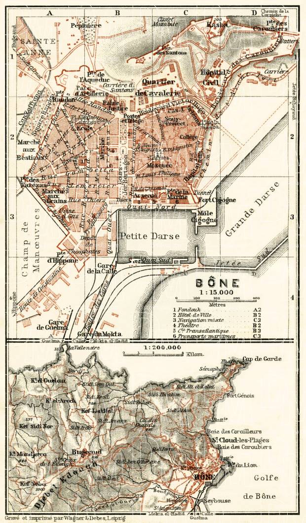 Annaba city map, 1909. Use the zooming tool to explore in higher level of detail. Obtain as a quality print or high resolution image