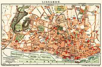 Lisbon (Lisboa) city map, 1904