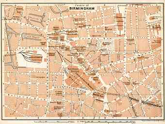 Birmingham, central part map, 1906