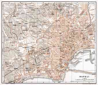 Naples (Napoli) city map, 1911