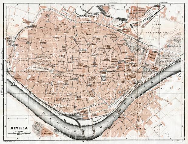 Seville (Sevilla) city map, 1913. Use the zooming tool to explore in higher level of detail. Obtain as a quality print or high resolution image