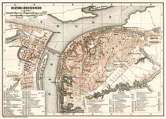 Nizhny Novgorod (Нижнiй Новгородъ) city map, 1914